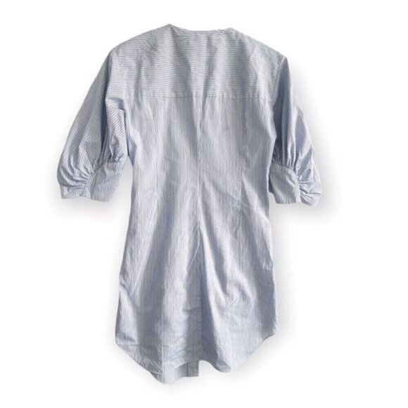 Tibi Stripe Asymmetrical Shirt Dress, Size 00, Blue - Picture 4 of 12